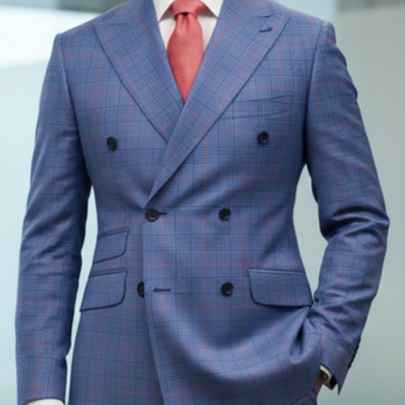 Men's Blue Double-Breasted Suit - Picture 3 of 4
